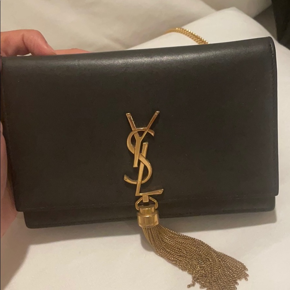 Yves Saint Laurent Black & Gold Kate shoulder bag